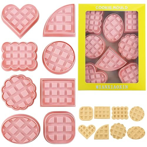 Veszoen 8 Stück Keksausstecher Plätzchen Ausstecher Kinder Ausstechformen 3D Cookie Cutters Plastic Keks Ausstechformen Waffelform für Gebäck, Sugarcraft, Kuchendekoration Schokoladenform