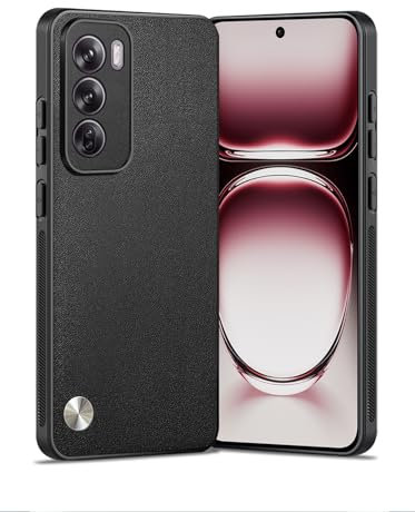 Puxssul TPU Case for Oppo Reno 12 Pro 5G, Soft Faux Leather Case, Mobile Phone Case Shock Absorption Protective, Scratch-Resistant Slim Camera Protective Phone Case Cover for Oppo Reno 12 Pro, Black