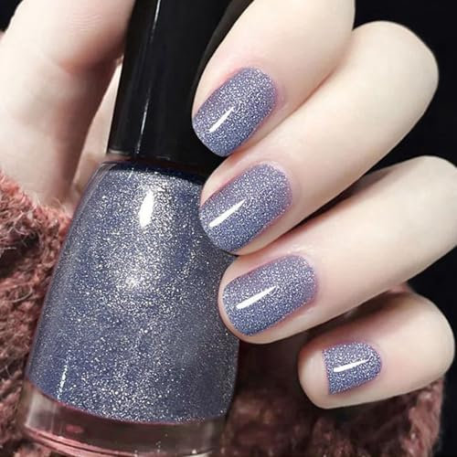 Silver Nail Polish, Shimmering silver Nail Varnish, Diamond Glitter Quick Dry nail polish No UV Lamp Curing, Non-Toxic, Long Lasting, Chip Resistant, Quick Drying, At Home Manicure (17#)