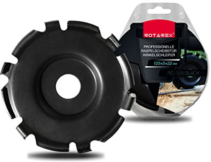 ROTAREX Schleifscheibe für Winkelschleifer 125 mm - Holschnitzscheibe aus Schwedischer Hartstahl für Holz (Hart und Weich)
