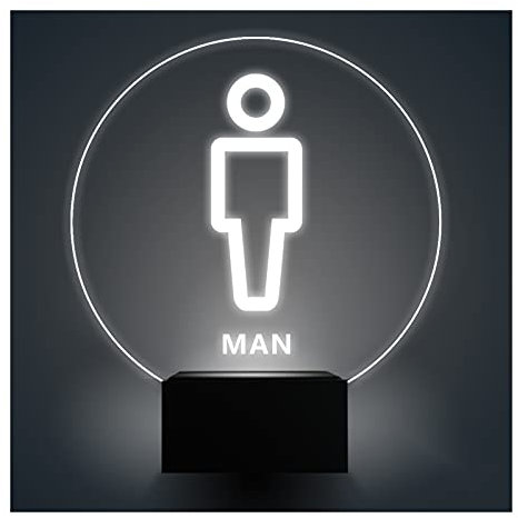Toilettenschild, Badezimmerschild mit beleuchtetem Rand, für Damen, Herren, Damen, LED-Schild aus Acryl, Toilettenschilder (B)