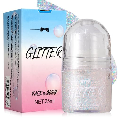 Roll-on Body Glitter Gel,Roll-on Körper Glitzer Gel,Mermaid Pailletten Glitzer Körper Gesicht Haar,Festival Rave Accessories,Shimmer Makeup für Festival Halloween Rave Party
