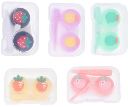 BCOATH 5pcs Assorted Lens Cases Practical Holder for Soft Lenses Portable Container Yellow Green Black Easy to Use Carry for Home Travel