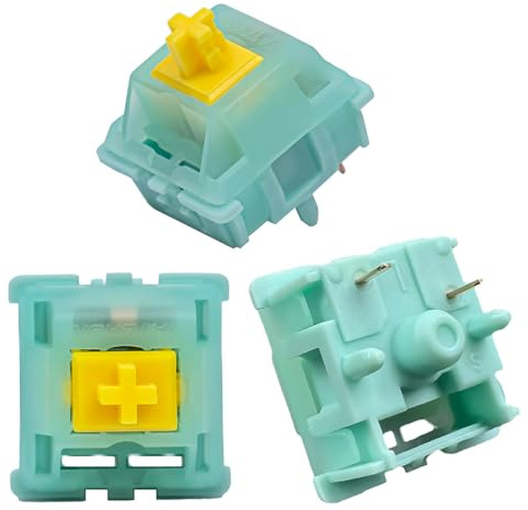 Gateron Jade Yellow Pro Open V3 Linear Keyboard Switch,5-Pin 55gf Pre-lubed Gaming Keyboard Switch Compatible with MX Mechanical Keyboard (10PCS,Jade Yellow Pro)
