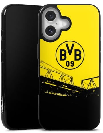 Silikon Hülle kompatibel mit Apple iPhone 16 Case schwarz Handyhülle Borussia Dortmund BVB Fanartikel