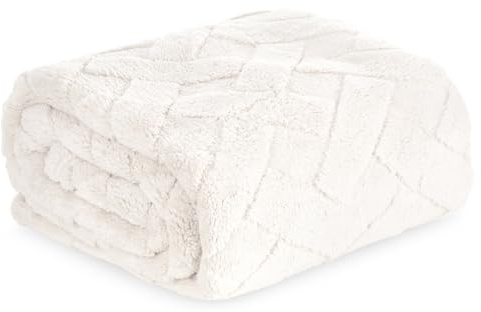 Warme Decke, Kuscheldecke, Caro, mit Karomuster Steppung, weiche, Flauschige Wohndecke, Steppdecke, MIKROFASER (Creme, 170x210 cm)