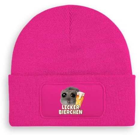 Prozente Momente Lecker Bierchen - Beanie | Strickmütze | Wollmütze | Beanie mit Druck | lustige Sprüche | Apres-Ski | Winter | Pink