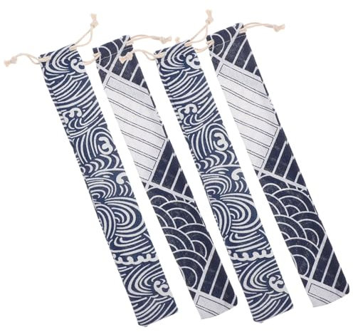 Cabilock 4piezas Bolsa Reutilizable para Cubiertos Unidades Estuche De Tela Funda para Palillos Porta para Hogar y Exteriores