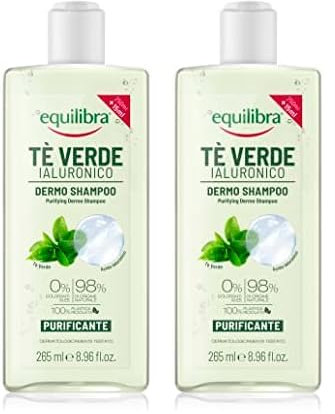 Equilibra Capelli, Dermo Shampoo Purificante Tè Verde Ialuronico, Shampoo Capelli Normali e Grassi ad Azione Purificante, con Estratto di Tè Verde, Acido Ialuronico, Estratto di Bergamotto, 265 ml