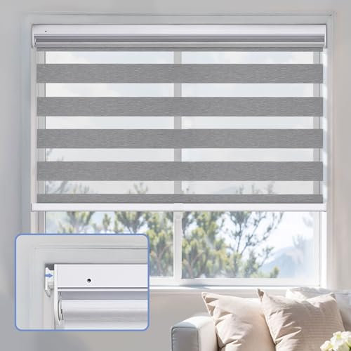 Cordless Blind for Home Office Easy Fit Child Safe No Tools Required Light Filtering Black 115cm W x 200cm H