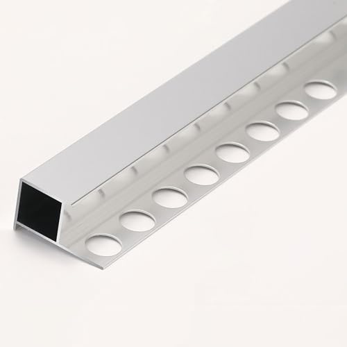 Raouoae Fliesenschiene Lang 125CM*2 Stück Eckprofil Dicke: 8 Mm/10 Mm/12 Mm/15 Mm Quadratprofil Aluminium (eloxiert) Fliesenprofil Für Innenbereich, Büro, Schule, Hotel(Silver,8mm)