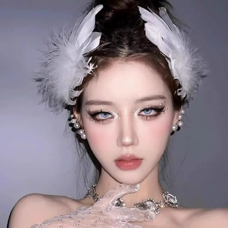 Lot de 2 pinces à cheveux à plumes blanches style ballet, plumes d'autruche et perles blanches pour femmes et filles, mariée, mariage, Saint-Valentin, fiançailles, anniversaire, Noël, performance sur