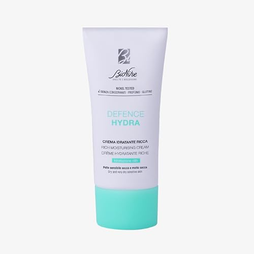 BioNike - Defence Hydra Ricca, Crema Idratante Viso con Acido Ialuronico e Olio di Jojoba, Idratazione Immediata e fino a 48H, Effetto Lenitivo ed Emolliente per Pelle Sensibile e Secca, 50ml