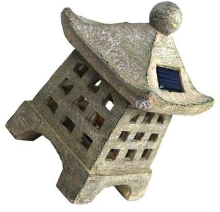 DOITOOL Solar Gartenleuchte Wasserdichtem Resin Dekorative Solarlampe Im Stil Eines Steinturms Für Außenbereich Für Und Energieeffizient Und Wetterfest