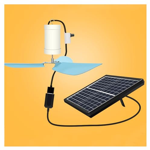 5V6W Ventilador Solar de Exterior Ventilador de Techo Pequeño de Campo Velocidad Regulable Sin Escalonamientos con Cable de 3 Metros con Panel Solar Y Ganchos de Montaje Ventilador Eléctrico Portátil