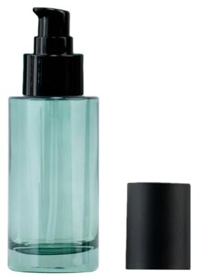 100ml/3.3oz Dark Green Empty Glass Lotion Pump Bottles with Black Cap Cosmetic Travel Dispenser Foundation Samples Vials Refillable Containers for Toner Essence Emulsion