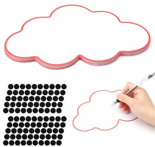 APOMOONS 50 Stück Wolken Moderationskarten Set, Flipchart papier mit 50 Selbstklebende Klettband, Karteikarten Groß Präsentationskarten Flipchartpapier für Präsentationen Fachgespräche Büro, 23 X 14cm