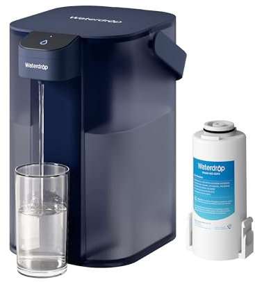 Waterdrop Instant Electric Water Filter Jug with a 3-Months Filter, 3.5L Countertop Water Filter System, Reduce 98% Chlorine and 20+ Contaminants, Blue (NOT Reduce TDS)