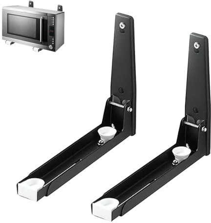 Acunny Support mural pour four à micro-ondes, support de montage mural pour four | 20,3 x 20,3 cm Support de four pliable en acier inoxydable 304 | Kit de montage pour micro-ondes rétractable