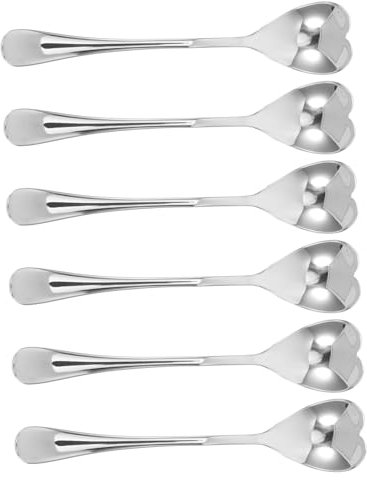 GALPADA 6 Mini Cucharas De Espresso Corazón Cucharas Para Café y Acero Inoxidable