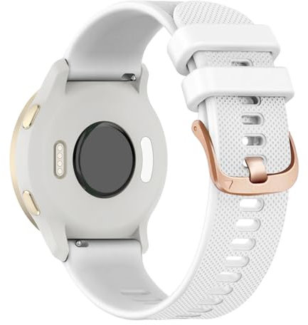 TUCOMO Bracelet Compatible with Vivoactive 4S / Venu 3S / Venu 2S / Vivomove 3S, 18 mm Soft Silicone Rose Gold Clasp Sport Replacement Strap for Garmin Forerunner 255s/265S Men Women