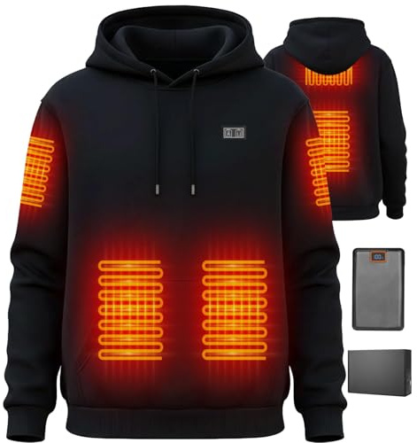Brimekey Felpa con Cappuccio Riscaldante con Interno in Pile per Uomo e Donna, Batteria 7.4V 20000mAh - Giacca Termica Intelligente 6 Zone, 3 Livelli di Calore per Outdoor, Campeggio, Escursionismo