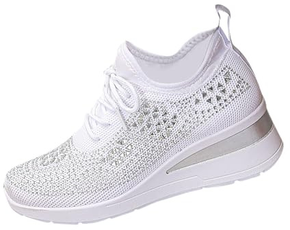 Fooceoute Zapatillas De CuñA para Mujer,Zapatillas CuñA Mujer Deportivas,Deportivas CuñA Interior Mujer,CóModo Y VersáTil,Height-Increasing,con Cordones,para Vestir O Diario