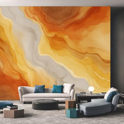 Generisch Tapete Gelb Marmor - Fototapete Abstrakt Modern Muster - Wohnzimmer Schlafzimmer Deko - Wandtapete - Wanddeko - Motivtapeten - 150x105 A-2230