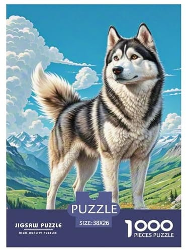 Sibirischer Husky Puzzle mit 1000 Teilen, Kunst-Serie, kompakte Box, Sondersammlung, Familienspiel, Firmenfeier, für Erwachsene und Kinder ab 12 Jahren, 38 x 26 cm, 1000 Stück