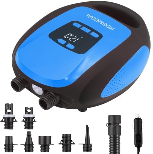 Paddle Board Pump Electric Portable, SUP Pump for Paddleboard, Professional 20PSI Air Compressor with Auto-Off, Deflation Function and 12V DC Car Connector for Inflatables, Kayaks and Boats(Lake Blue)