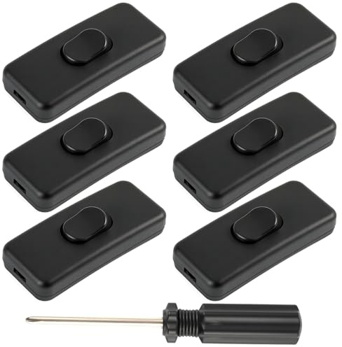 6 PCS Interrupteur Bipolaire, 250 V Interrupteur, Interrupteur Lampe de Chevet, Interrupteurs à Cordon 2 Pôles pour Petit appareil ou lampe, Appareil Électrique et Éclairage, Noir