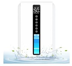 Deshumidificador 2500ML - Deshumidificador Eléctrico 3 Niveles de Potencia Ajustable, Deshumidificador Bajo Consumo con 6-48H Timer, Descongelación Autónoma, Luz Ambiental RGB para Dormitorio y Baño