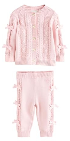 BAKER BY TED BAKER Baby Mädchen Strickjacke mit Schleife und Leggings im 2-teiligen Set