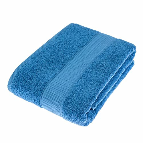 HOMESCAPES Cobalt Blue Turkish Cotton Bath Sheet Super Soft Thick & Absorbent 500 GSM Towel Heavy Weight for everyday Luxury