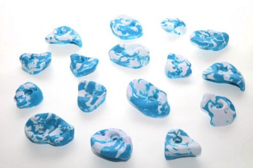 Schwarz Klettersport 16 Klettergriffe Henkelset 'Don henklio' blau-Weiss