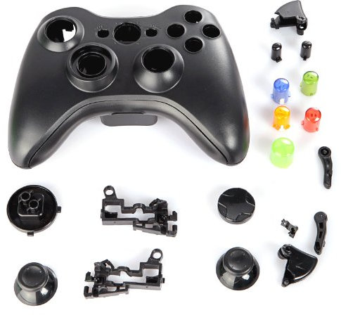 KINGZER Wireless Controller Full Shell Case for XBOX 360 Black