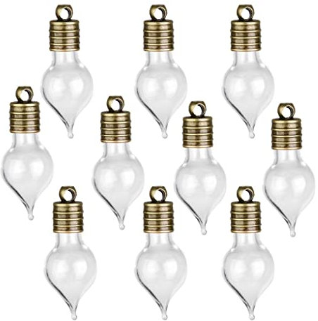Mini Flacon en Verre Vide Bouteille de Souhaits Pendentif 10pcs Clair - Goutte