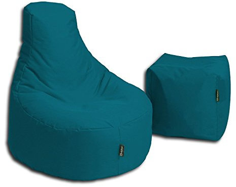 BuBiBag Sitzsack Stillkissen Set Kissen Lounge Gamer Sitzsack Sessel original Sitzkissen In & Outdoor geeignet fertig befüllt in 32 Farben (Petrol)