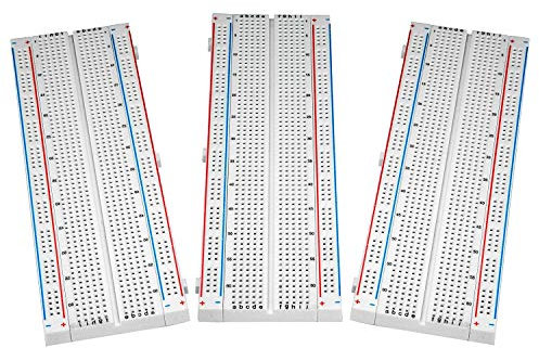 Rk Education MB-102 Breadboard 830 Pin with 4 power Rails and Double Sided Tape for Raspberry Pi and Arduino Pack of 3