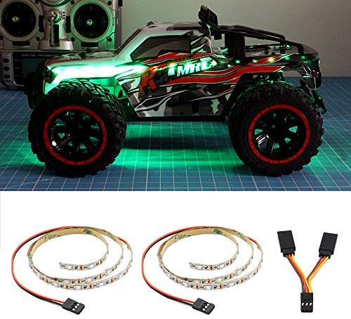 Efluky LED Light Strip Set for RC Planes, Drones & Model Cars - Green (2-Pack) with 5m Length per Strip
