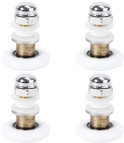 DOITOOL 4PCS Copper Shower Door Rollers Replacement Shower Door Runner Wheels for The Bathroom Pan Glass Sliding Door (Roller Diameter 28mm)