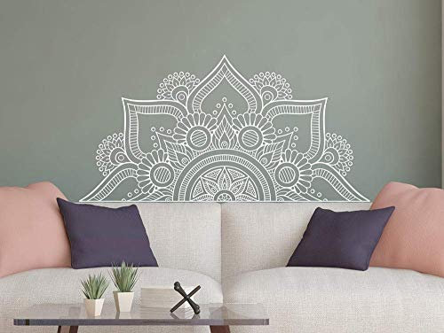 83X42 Cm Halbe Mandala Wandtattoo Schlafzimmer Kopfteil Vinyl Aufkleber Wohnzimmer Decor Namaste Blume Wandaufkleber Sofa Hintergrund