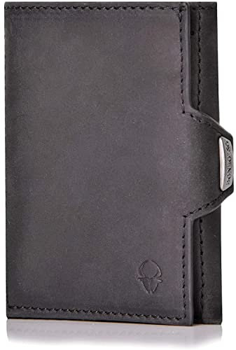 DONBOLSO Porte Carte NextGen | Portefeuille avec Protection RFID | Portefeuille Homme Cuir Mince avec Pochette à Monnaie | Etui Jusqu'à 11 Cartes | Porte Monnaie Homme | Vintage Noir