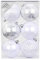 6 Christbaumkugeln 8cm Motive Ornament Dekor Kunststoff bruchfest Dekokugeln Weihnachtskugeln Baumkugeln Baumschmuck Set Christbaumschmuck Weihnachtsschmuck 80mm Weiß Mix