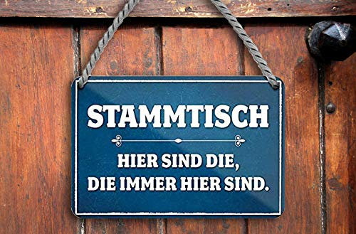 schilderkreis24 – Blechschild Lustiger Bier Spruch “Stammtisch.“ Deko Wein Küche Bar Theke Biergarten Retro Vintage Kneipe Humor witzige Geschenkidee Geburtstag Weihnachten 18x12 cm