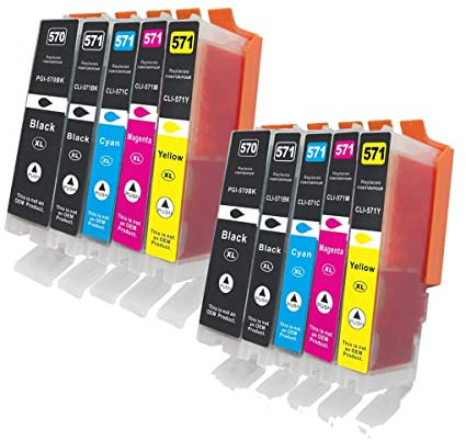 OBV 10x kompatible Druckerpatrone als Ersatz für Canon 570/571 für Pixma TS5050 TS5051 TS5052 TS5053 TS5055 TS6020white TS6040 TS6050 TS6051 TS6052
