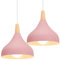 iDEGU Lot de 2 Lustres Suspensions Rétro Suspension Luminaire Moderne Style Goutte Chapeau Plafonnier E27 Métal Lampe Suspension pour Chambre Salle à Manger Cuisine, Ø 20CM (Rose)