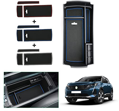 GAFAT Peugeot 3008 5008 GT 2016–2023 2024 Caja de Almacenamiento para Apoyabrazos Bandeja de Reposabrazos Consola Central Organizador (Azul)