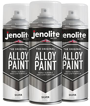 JENOLITE Vernice per cerchi in lega | ARGENTO | Rinnova e ripristina le leghe per auto | Resistente alla corrosione e ai pietrisco | 3 x 400 ml