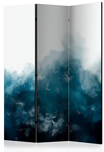 murando Akusticher Raumteiler Abstrakt Foto Paravent 135x172 cm beidseitig auf Vlies-Leinwand Bedruckt Akustikschaum Trennwand Spanische Wand Sichtschutz Home Office Illusion dunkelblau n-A-1352-z-b